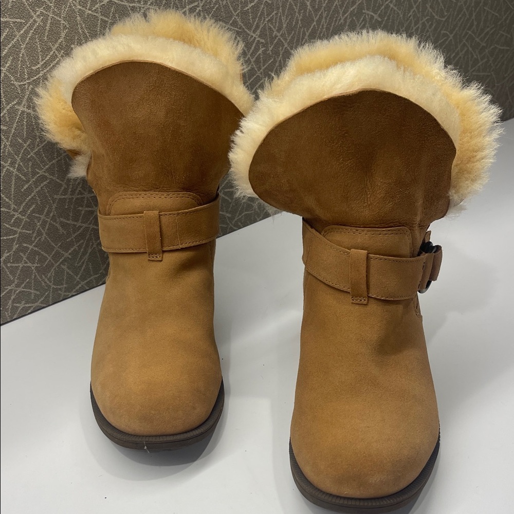 UGG Tan Shearling-Lined Winter Boots